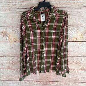 Patagonia Olive and Burgundy Plaid Shirt